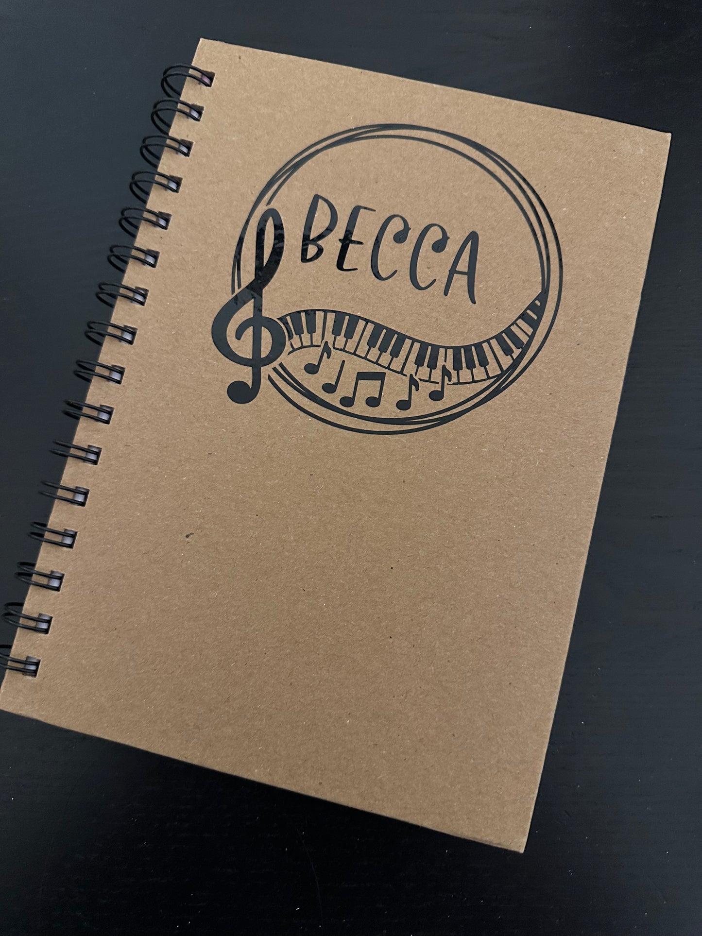 Personalised Music Kraft Spiral Bound Notebook