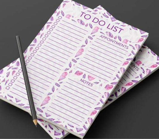 Pink and Purple Crystals To Do List -  A5 Desk Pad
