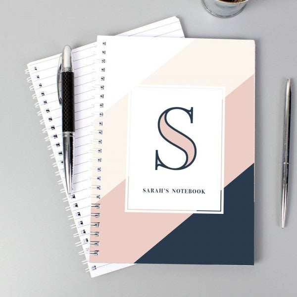 Personalised Navy Blush A5 Notebook