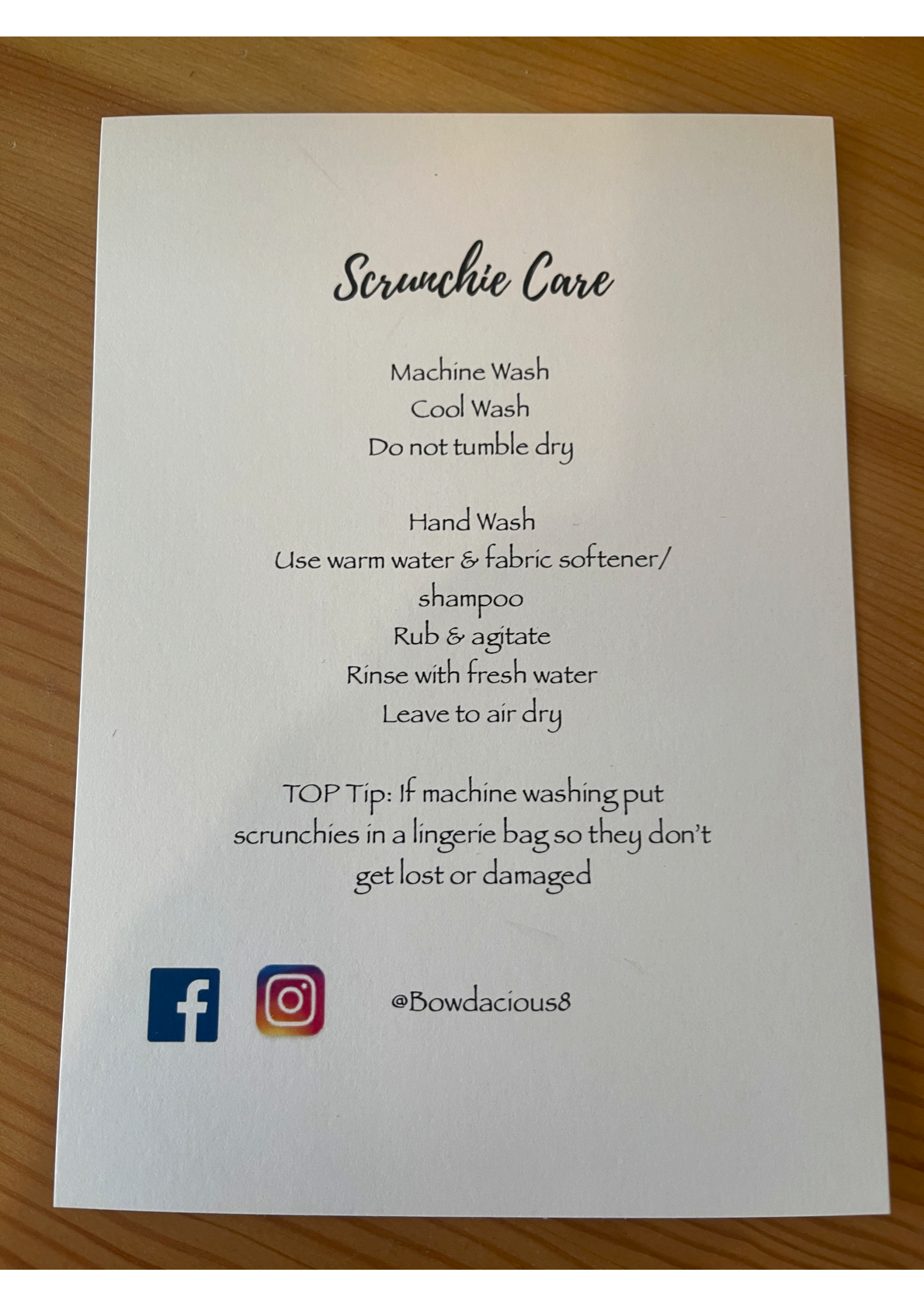 A6 Scrunchie Care cards