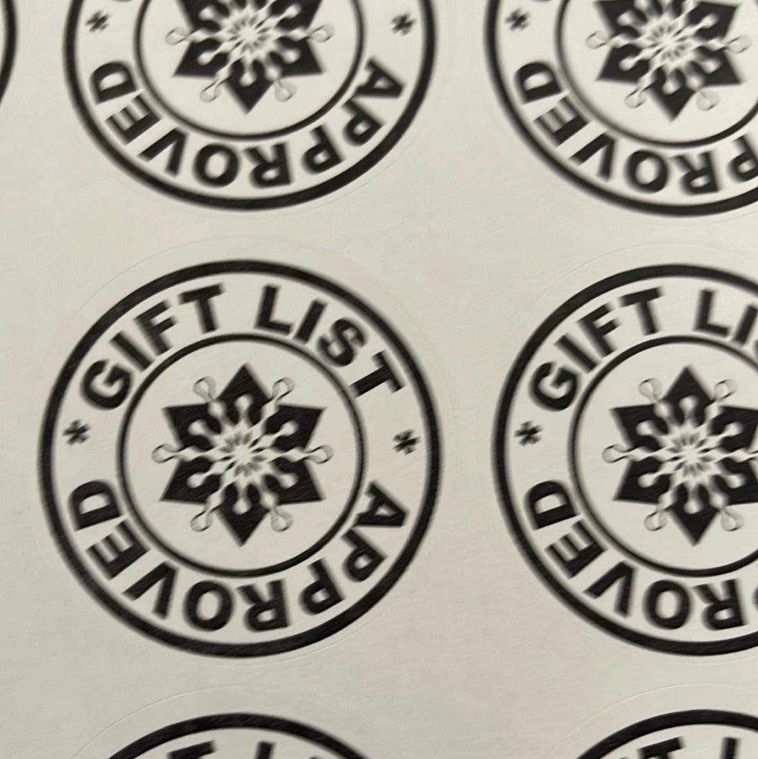 Gift List approved Christmas Stickers