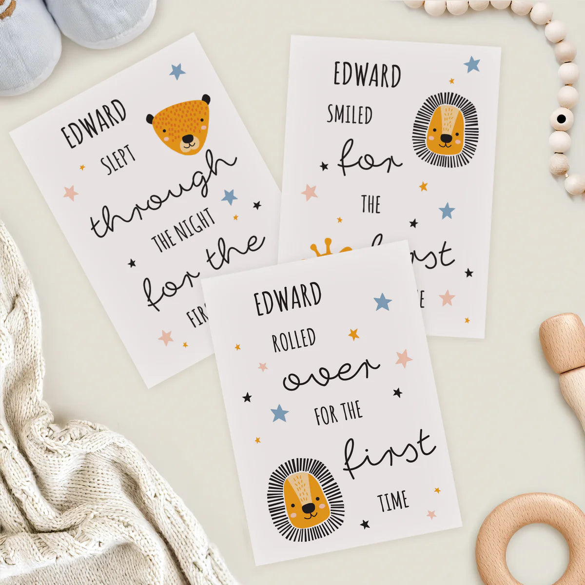 Personalised Animals Baby Milestone Cards