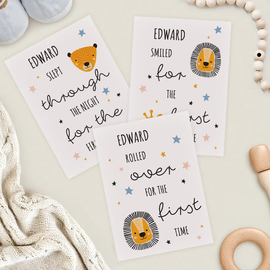 Personalised Animals Baby Milestone Cards
